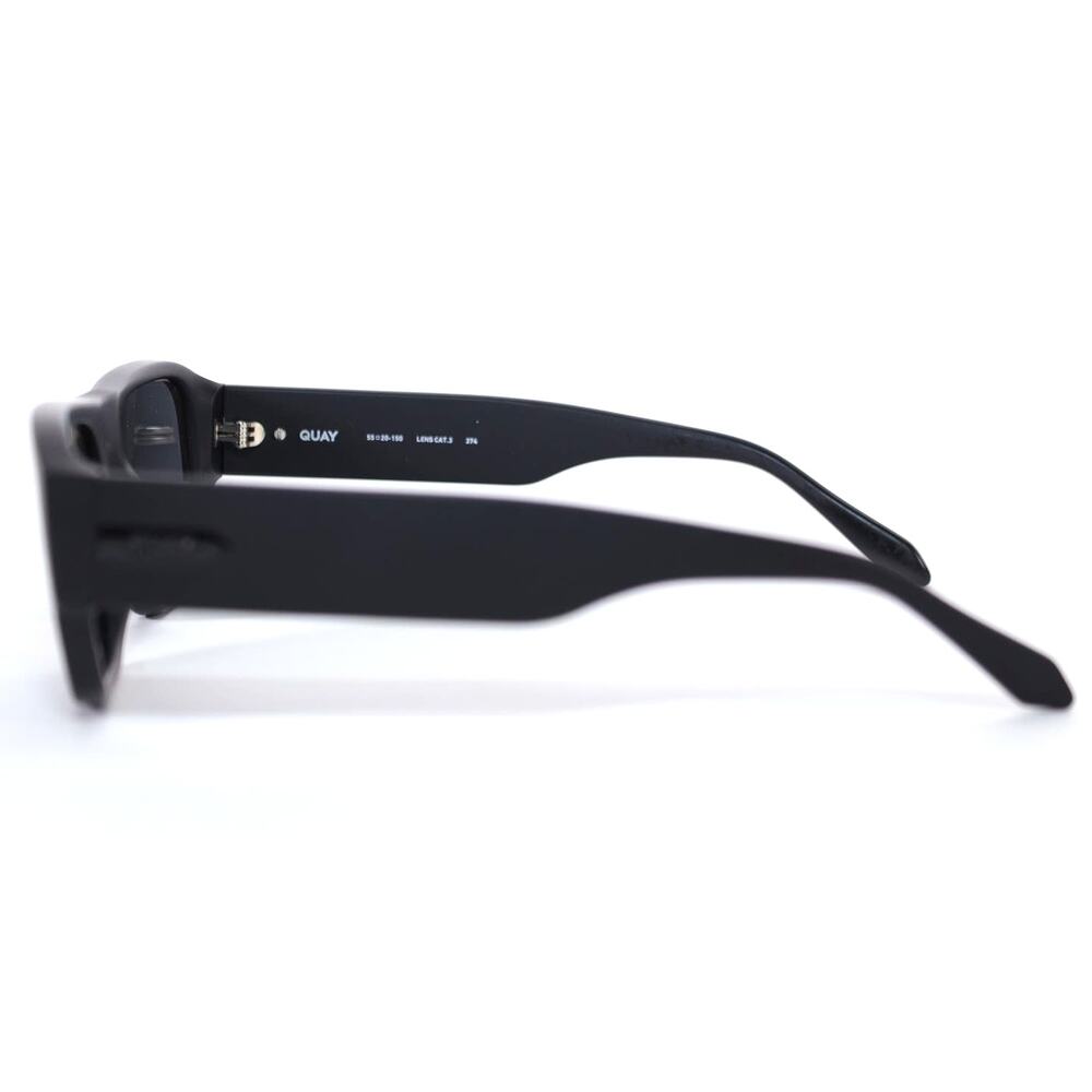 Quay Australia NIGHT CAP Rectangle Sunglasses Polarized - Matte Black/Black - Picture 4 of 11